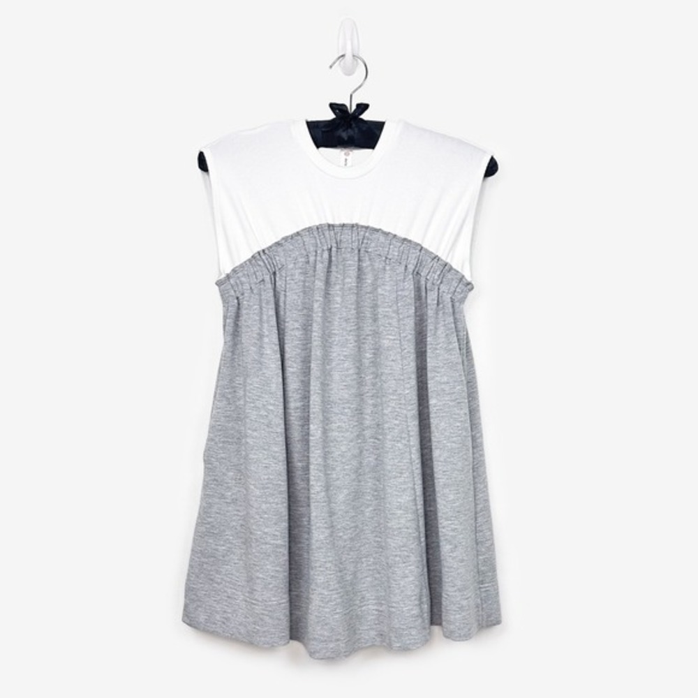 White and Gray Sleeveless Mini Dress